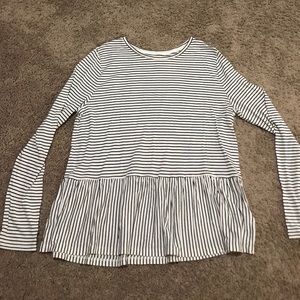 Striped peplum long sleeve